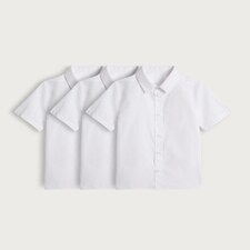 F&F School Boys 3-Pack Regular Fit Short Sleeved Shirts in White thumbnail 4