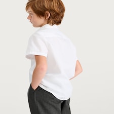 F&F School Boys 3-Pack Cotton Blend Regular Fit Short Sleeved Shirts in White thumbnail 3