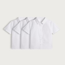 F&F School Boys 3-Pack Cotton Blend Regular Fit Short Sleeved Shirts in White thumbnail 4