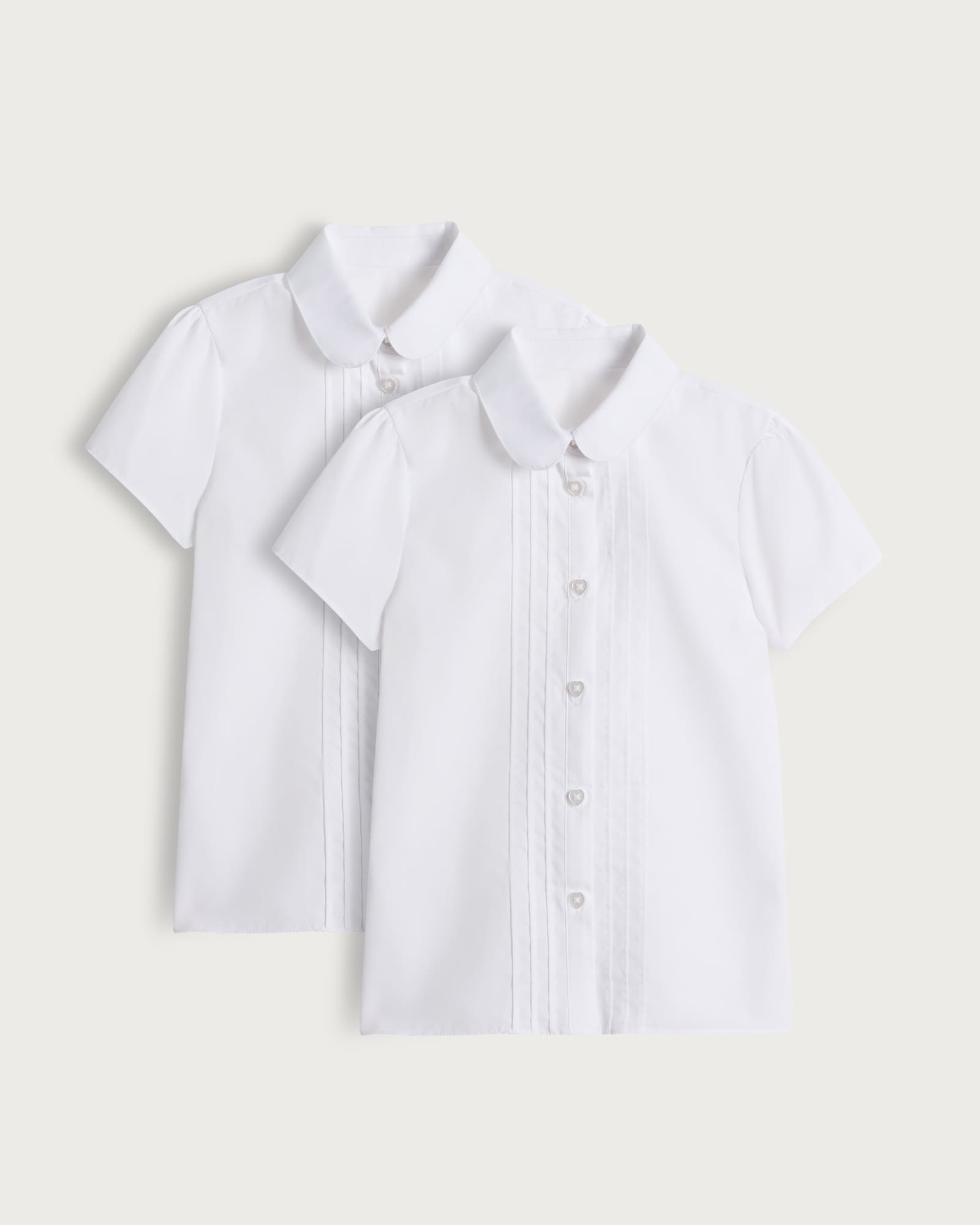 F&F School Girls 2-Pack Pintuck Shirts in White thumbnail 4