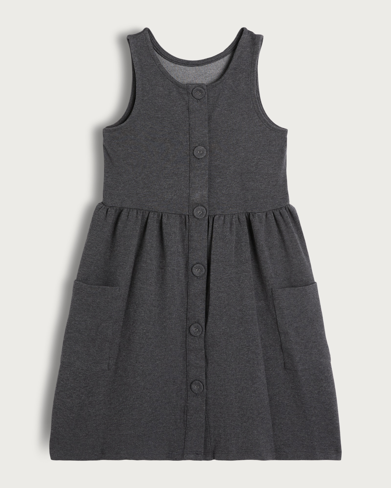 F&F School Girls Cotton Rich Button Through Pinafore in Grey thumbnail 4