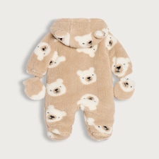 F&F Baby Teddy Bear Print Pramsuit in Brown thumbnail 2