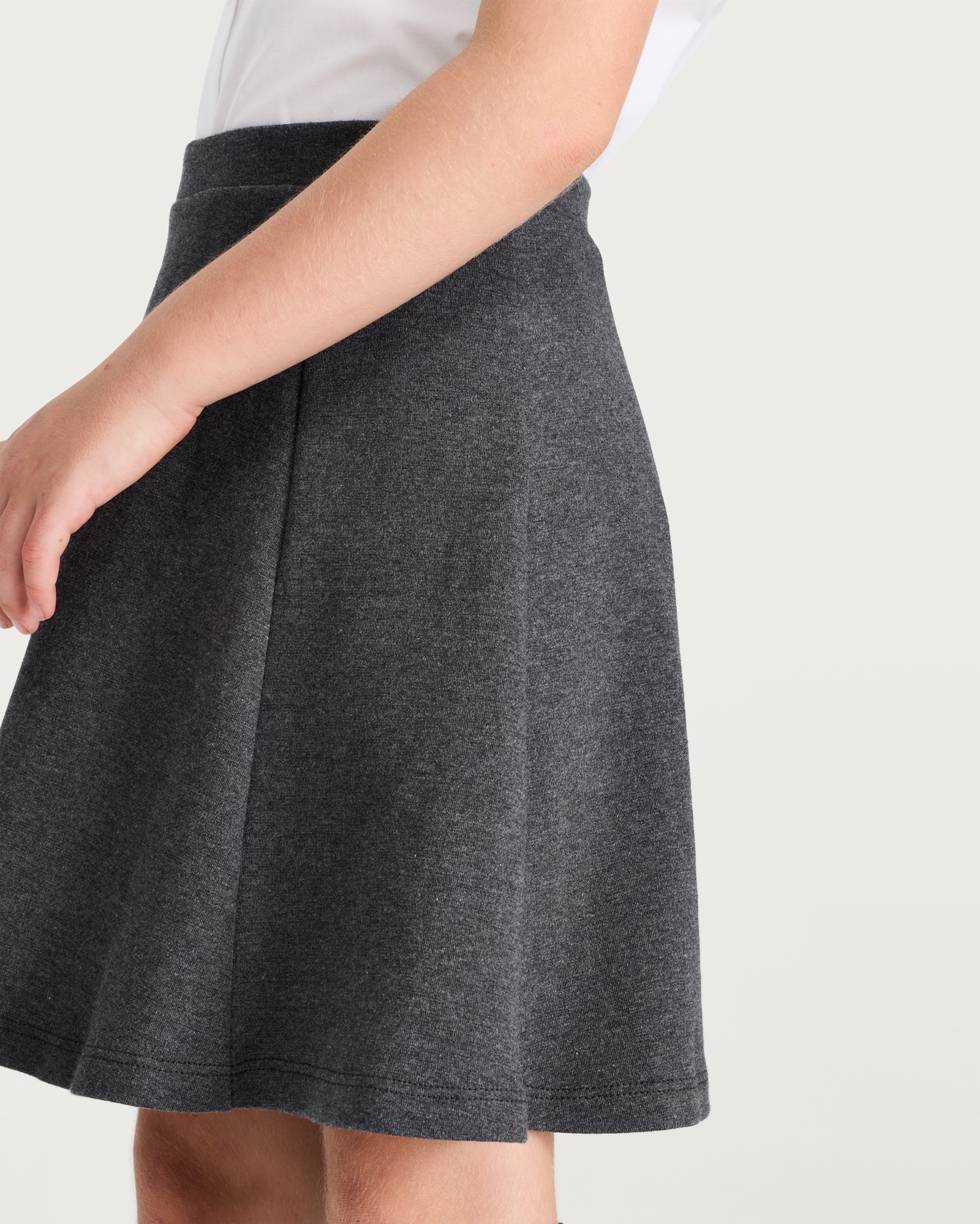 F&F School Girls 2-Pack Cotton Rich Jersey Skater Skirts in Grey thumbnail 2