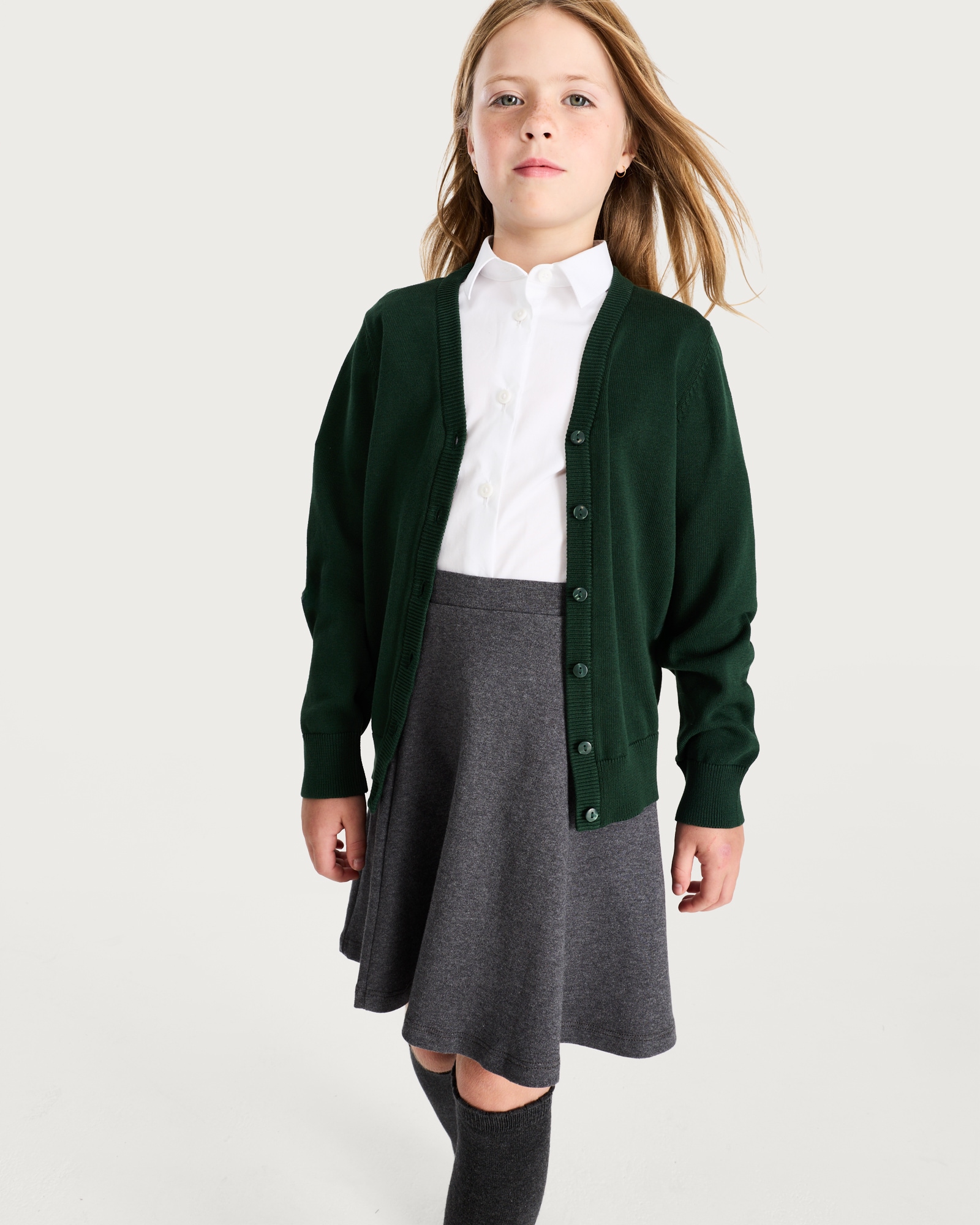 F&F School Girls 2-Pack Cotton Rich Jersey Skater Skirts in Grey thumbnail 3