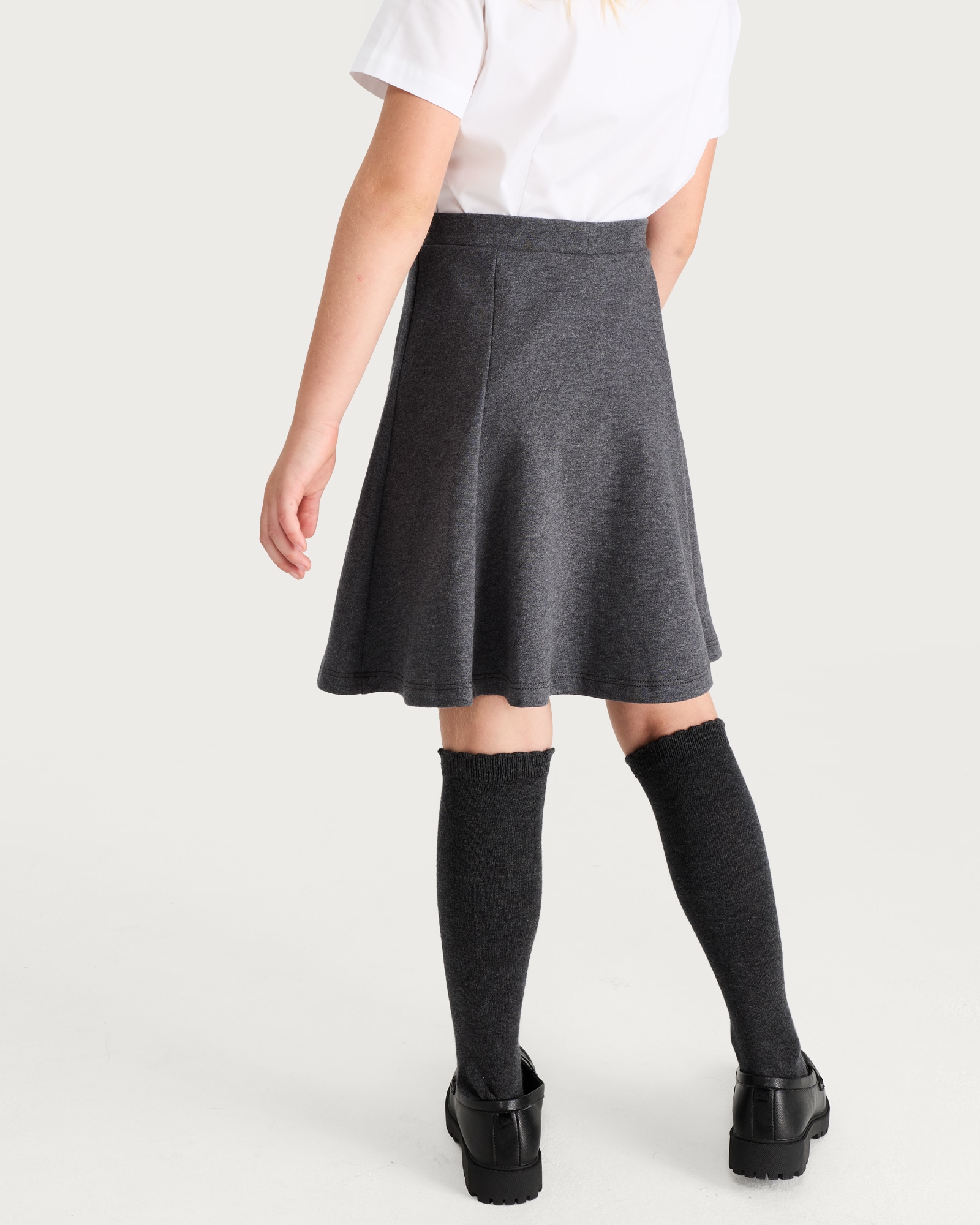 F&F School Girls 2-Pack Cotton Rich Jersey Skater Skirts in Grey thumbnail 4