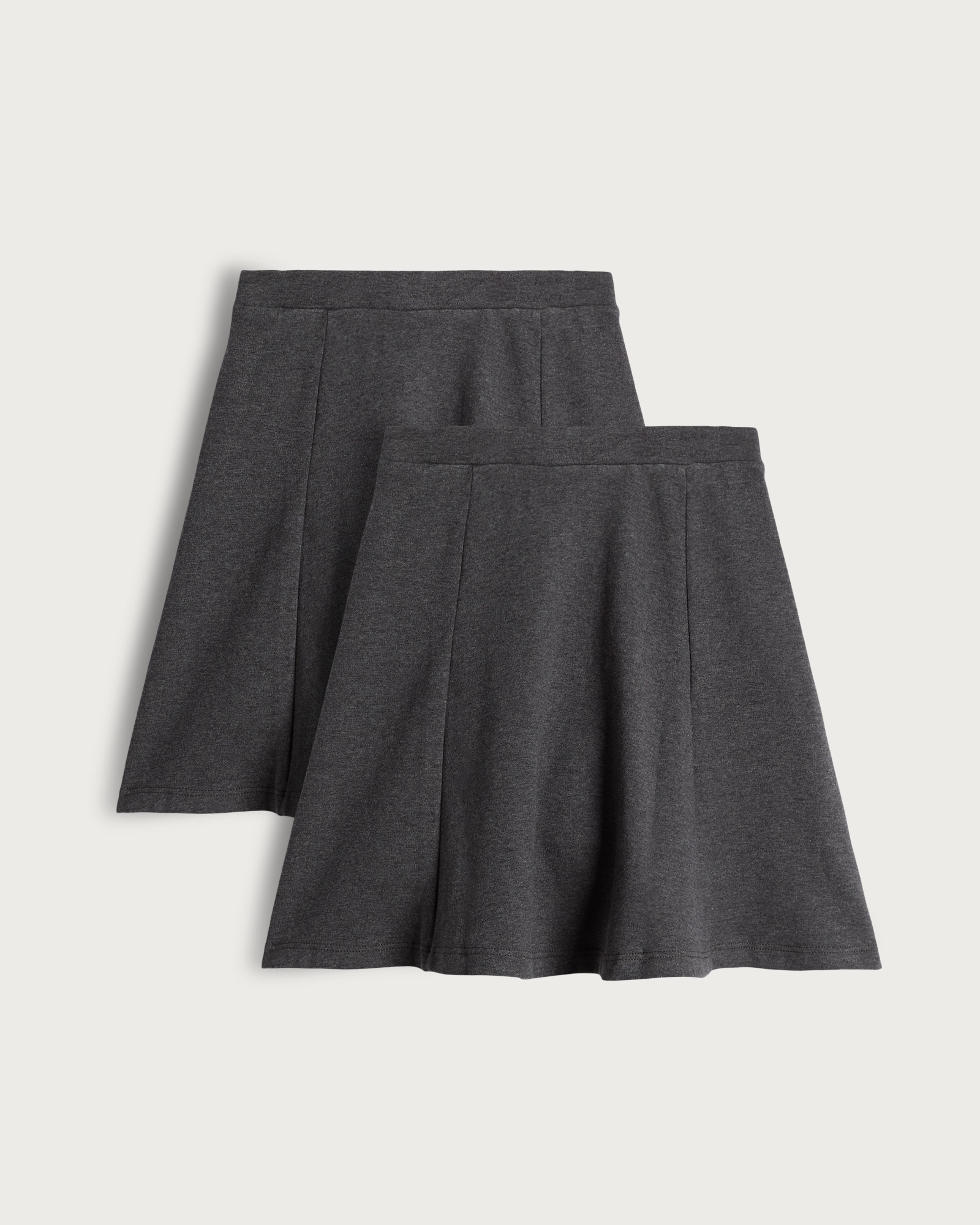 F&F School Girls 2-Pack Cotton Rich Jersey Skater Skirts in Grey thumbnail 5