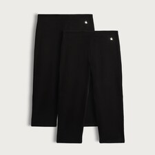 F&F School Girls 2-Pack Cotton Rich Trousers in Black thumbnail 4