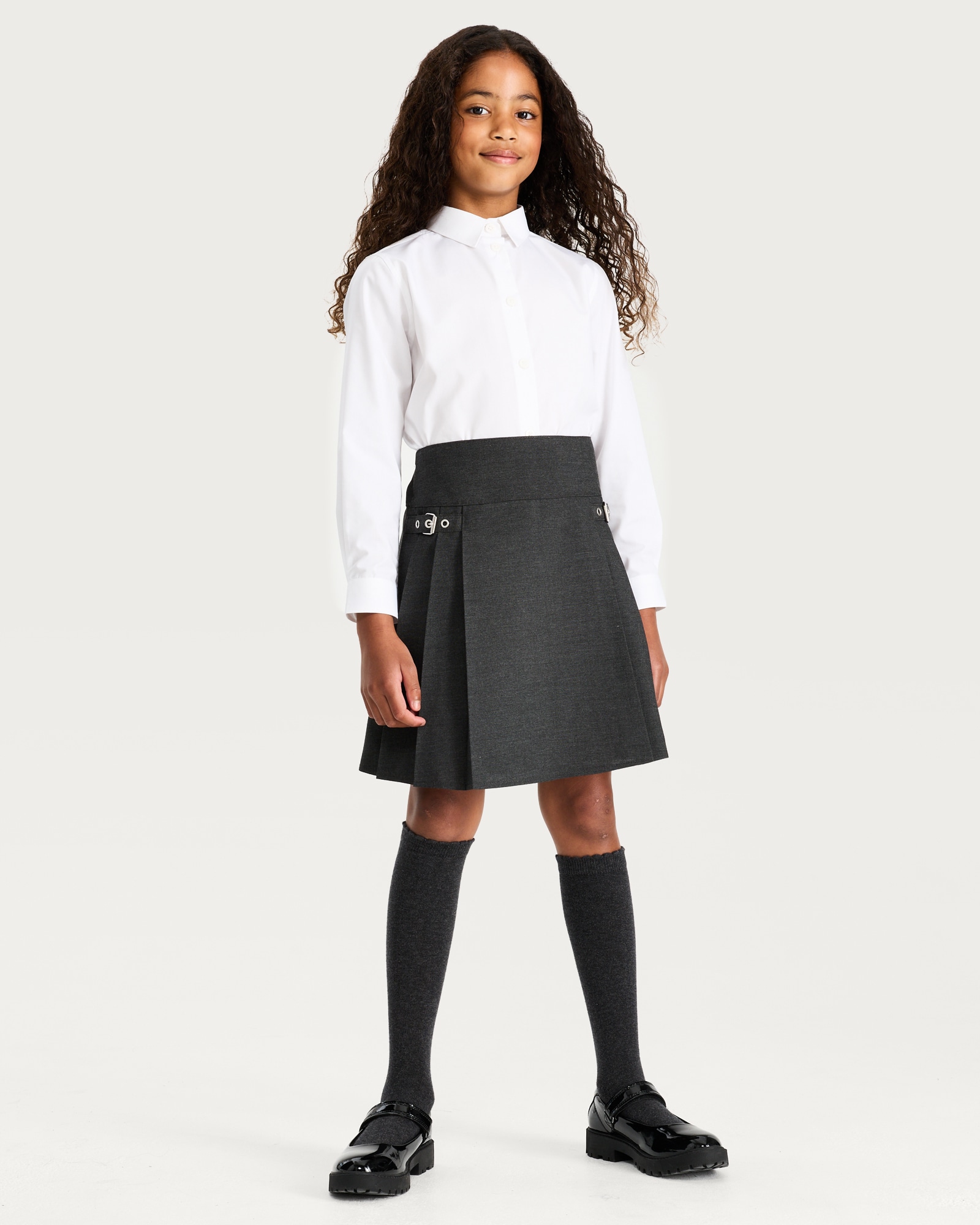 F&F School Girls Pleated Skirt in Grey thumbnail 3