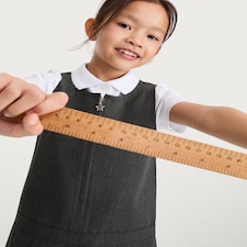 F&F School Girls 2-Pack Pleated Pinafores in Grey