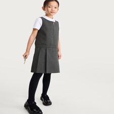 F&F School Girls 2-Pack Pleated Pinafores in Grey thumbnail 2