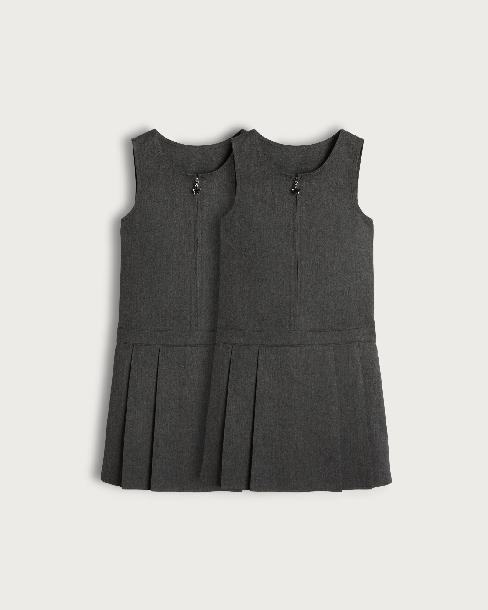 F&F School Girls 2-Pack Pleated Pinafores in Grey thumbnail 4