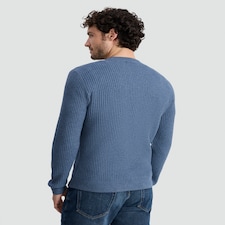 F&F Waffle Knit Crew Neck Jumper with Wool in Blue thumbnail 3