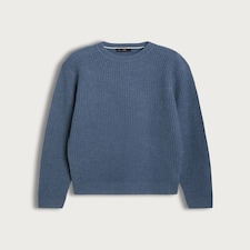 F&F Waffle Knit Crew Neck Jumper with Wool in Blue thumbnail 4