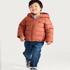 F&F Boys Hooded Puffer Jacket in Brown