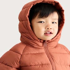 F&F Boys Hooded Puffer Jacket in Brown thumbnail 2