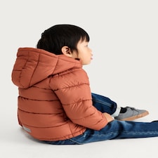 F&F Boys Hooded Puffer Jacket in Brown thumbnail 3