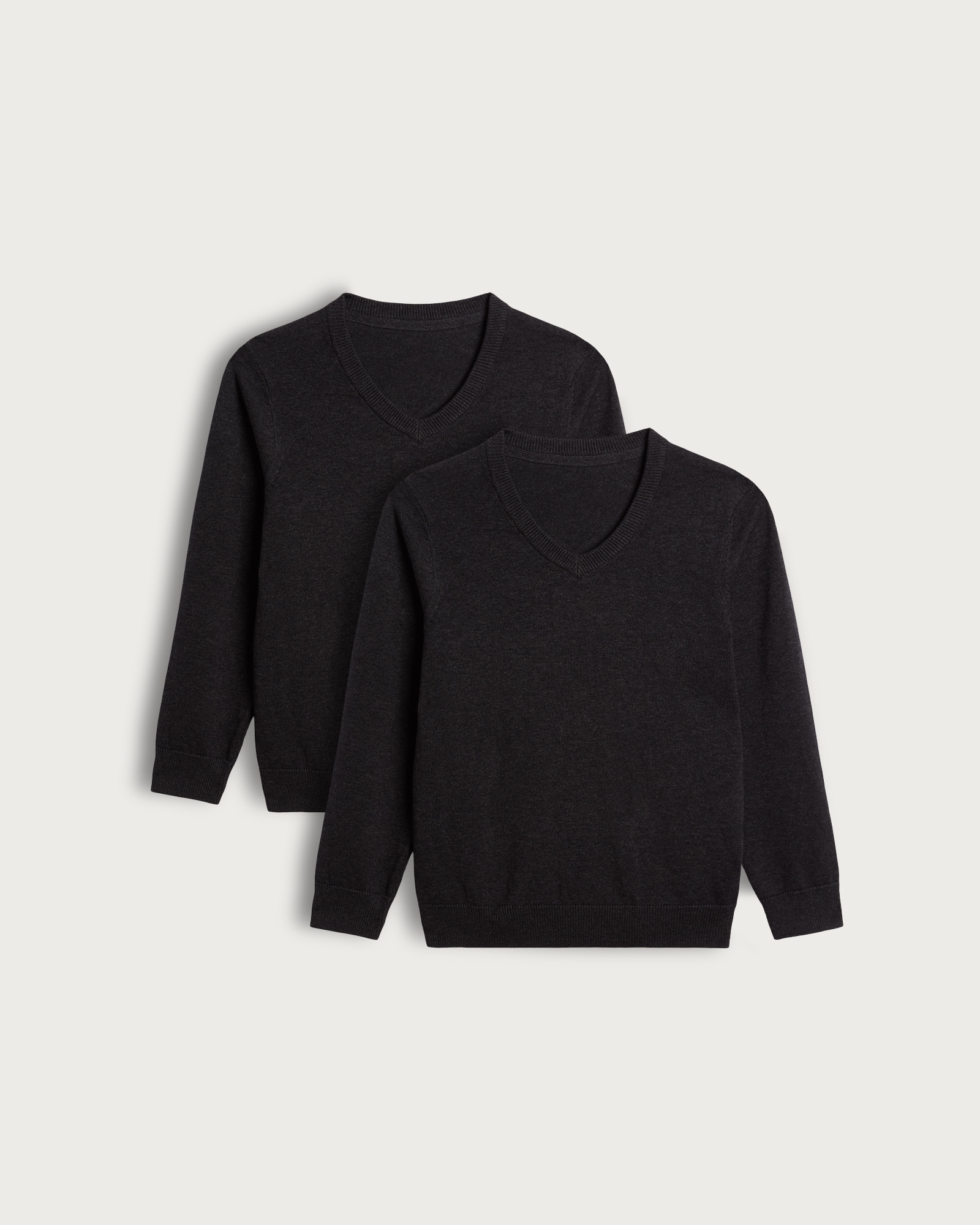 F&F School Unisex 2-Pack Pure Cotton V Neck Jumpers in Grey thumbnail 4