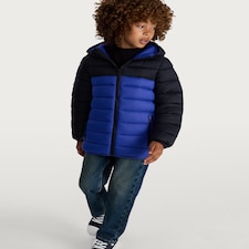 F&F Boys Padded Hooded Shower Resistant Jacket in Blue thumbnail 2