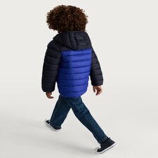 F&F Boys Padded Hooded Shower Resistant Jacket in Blue thumbnail 3