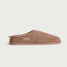 F&F Fleece Lined Stitch Detail Mule Slippers in Tan