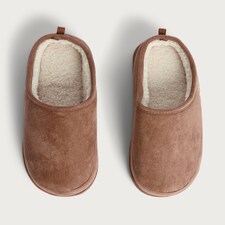 F&F Fleece Lined Stitch Detail Mule Slippers in Tan thumbnail 2
