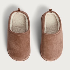 F&F Fleece Lined Stitch Detail Mule Slippers in Tan thumbnail 2