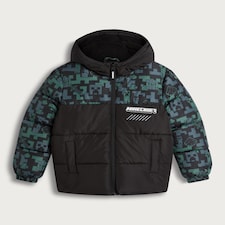 Minecraft Creeper Print Puffer Jacket in Black thumbnail 4