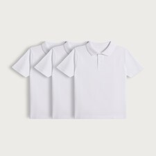 F&F School Boys 3-Pack Pure Cotton Slim Fit Polo Shirt in White thumbnail 5