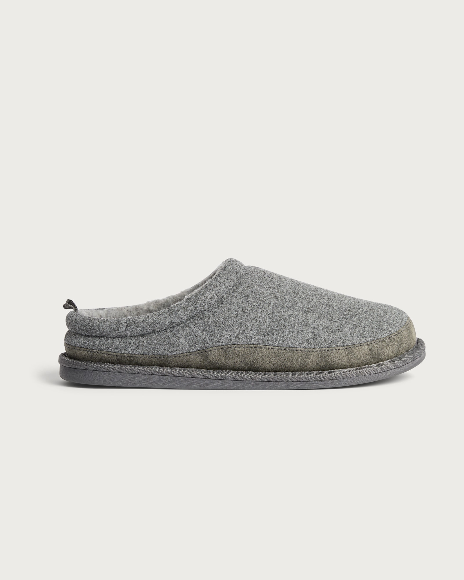 F&F Fleece Lined Contrast Detail Mule Slippers in Grey