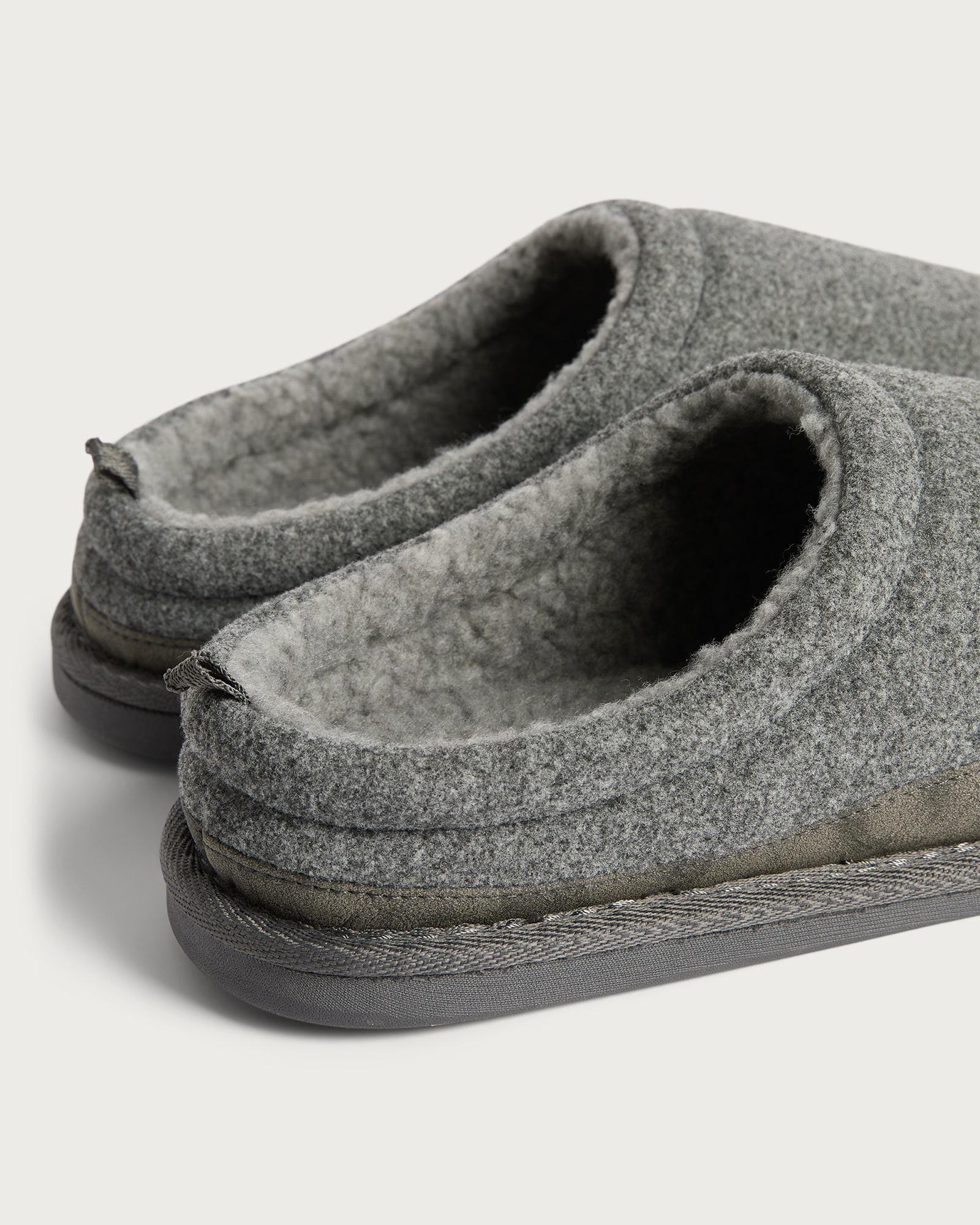 F&F Fleece Lined Contrast Detail Mule Slippers in Grey thumbnail 3