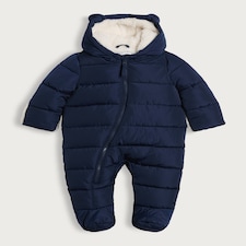F&F Baby Padded Bear Shower Resistant Pramsuit in Navy