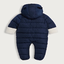 F&F Baby Padded Bear Shower Resistant Pramsuit in Navy thumbnail 2