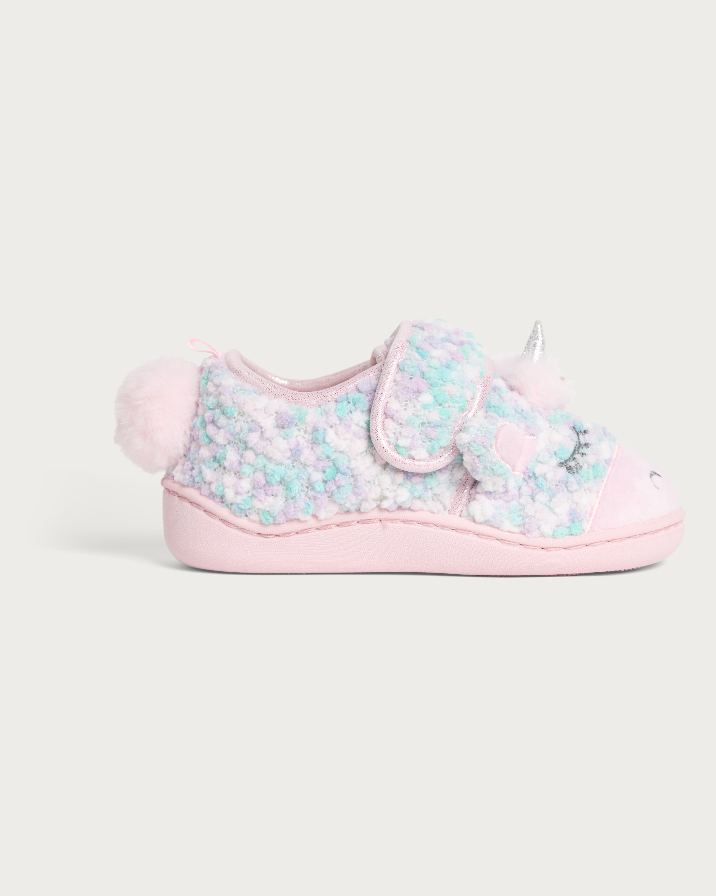 F&F Girls Borg Unicorn Slippers in Multi Pink