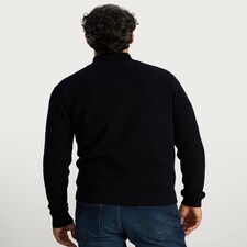 F&F Pure Cotton Ribbed Half Zip Jumper in Navy thumbnail 3