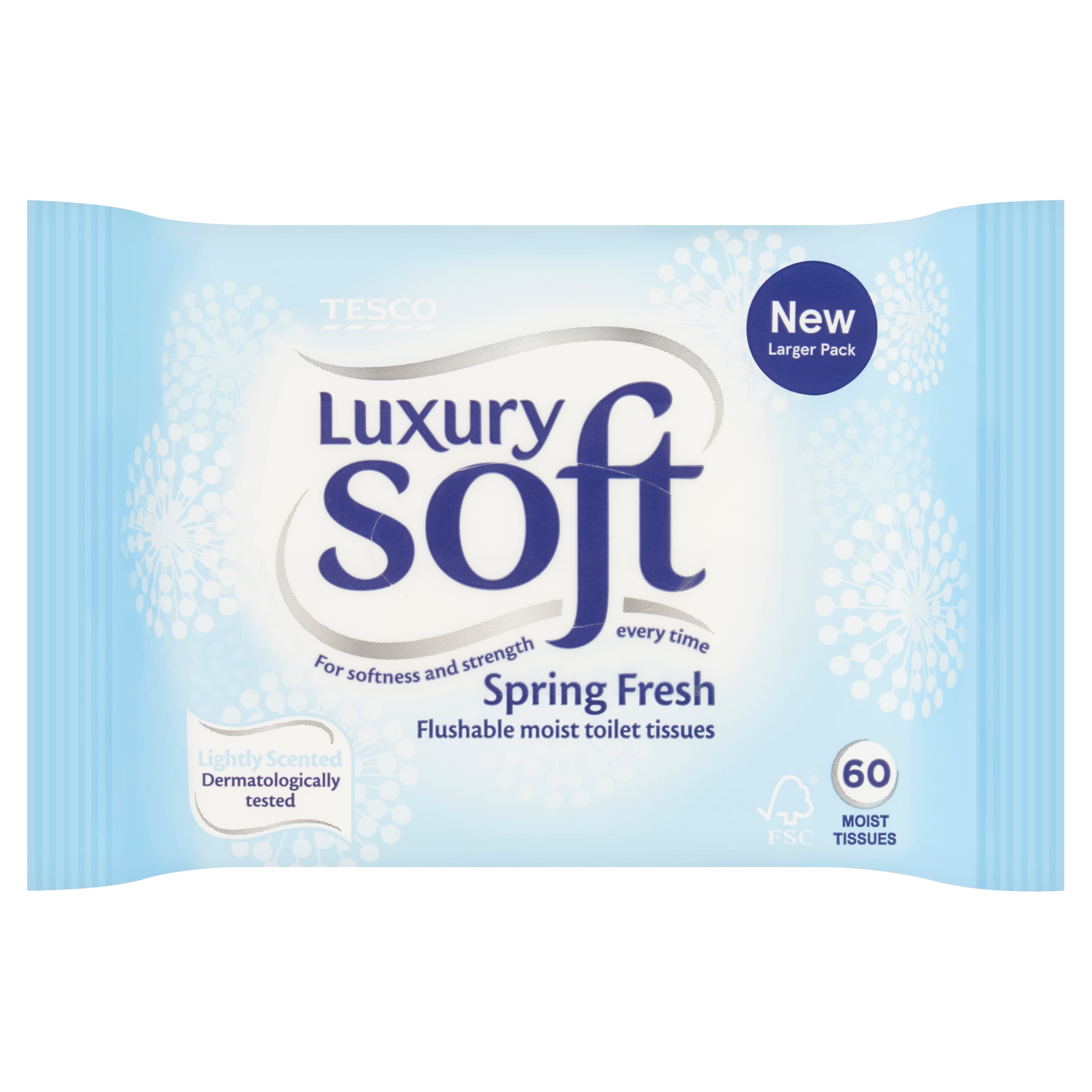 Tesco Luxury Soft 60 Flushable Toilet Tissue Spring Fresh