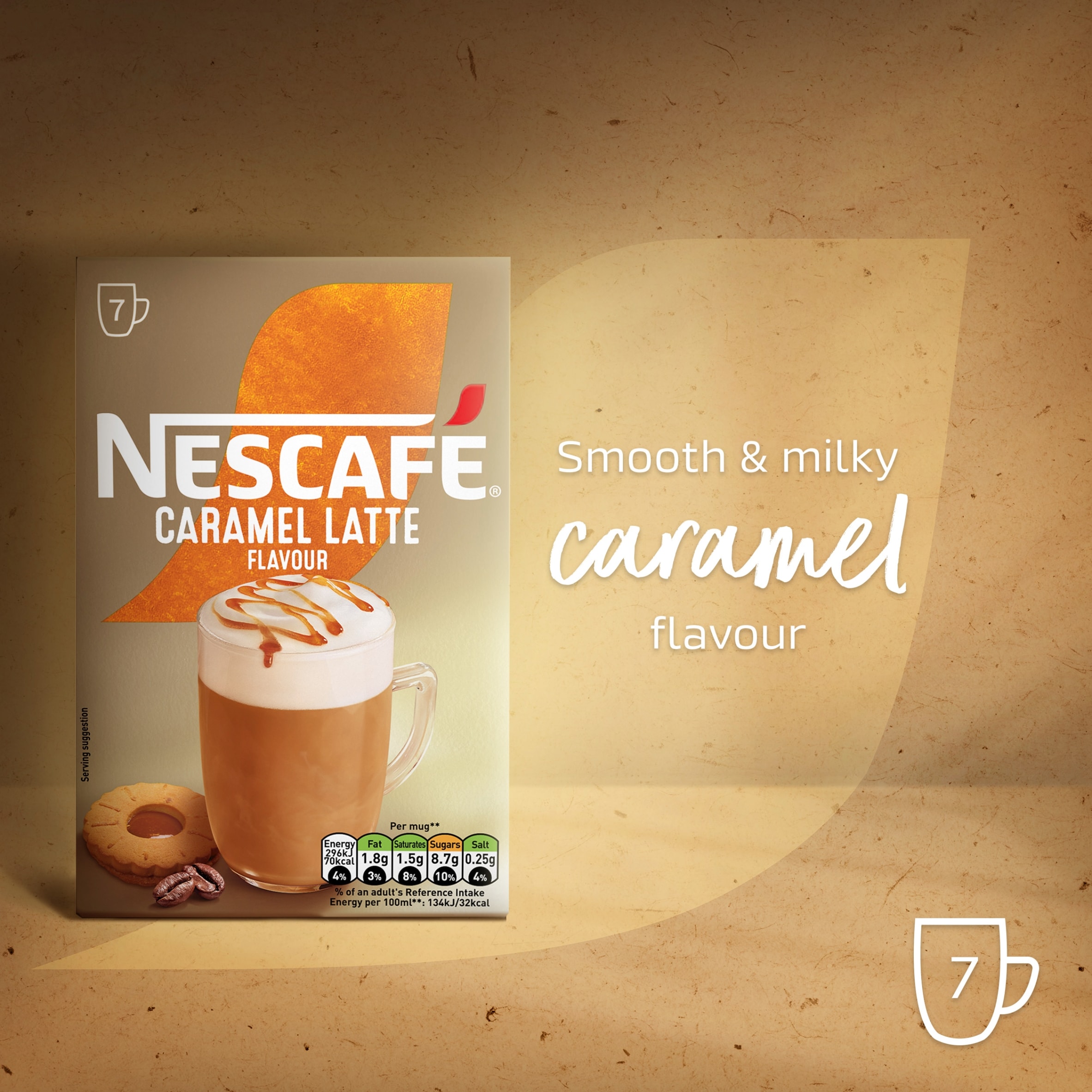 Nescafe Caramel Latte Instant Coffee 7 Sachets thumbnail 2