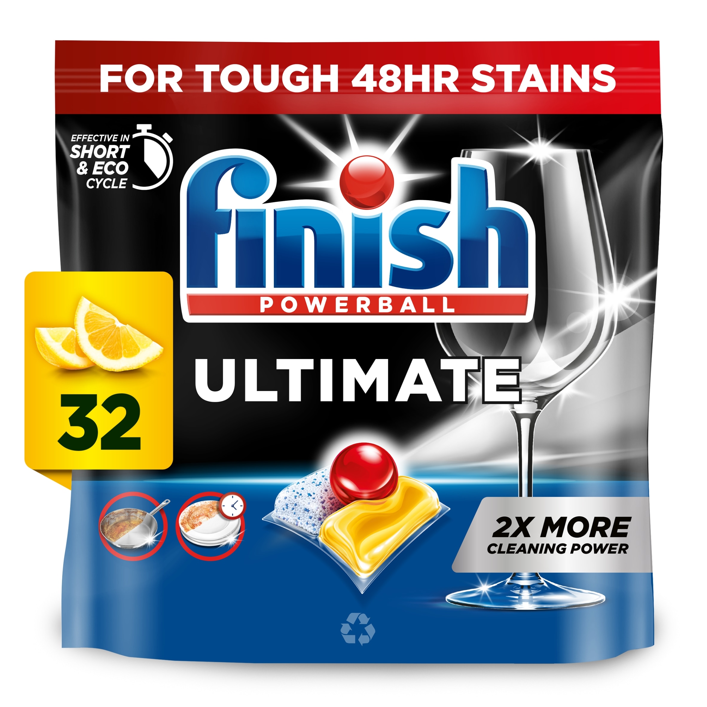 Finish Ultimate All In One Dishwasher Tablets  Lemon - 32 Tabs