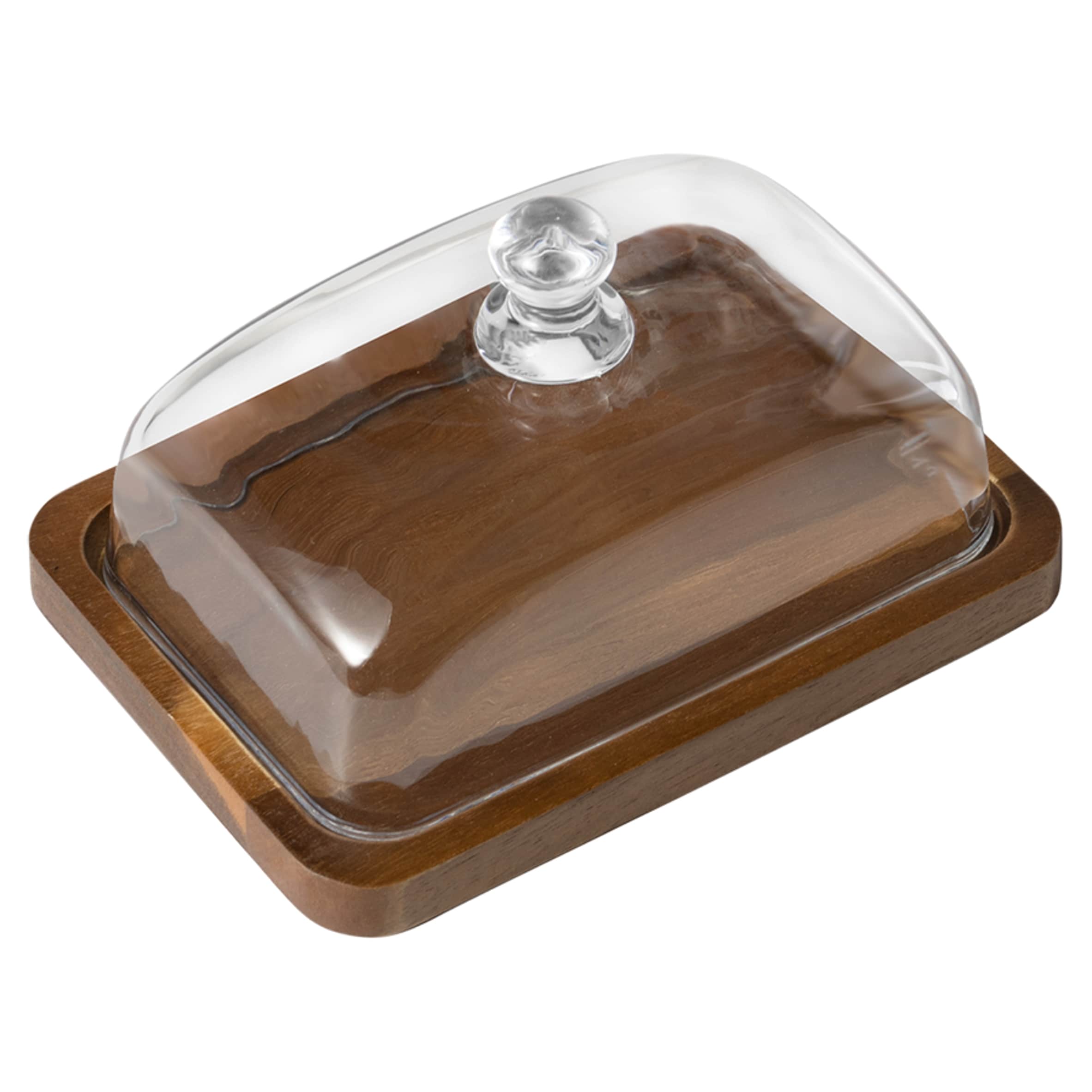 F&F Home Acacia glass butter dish