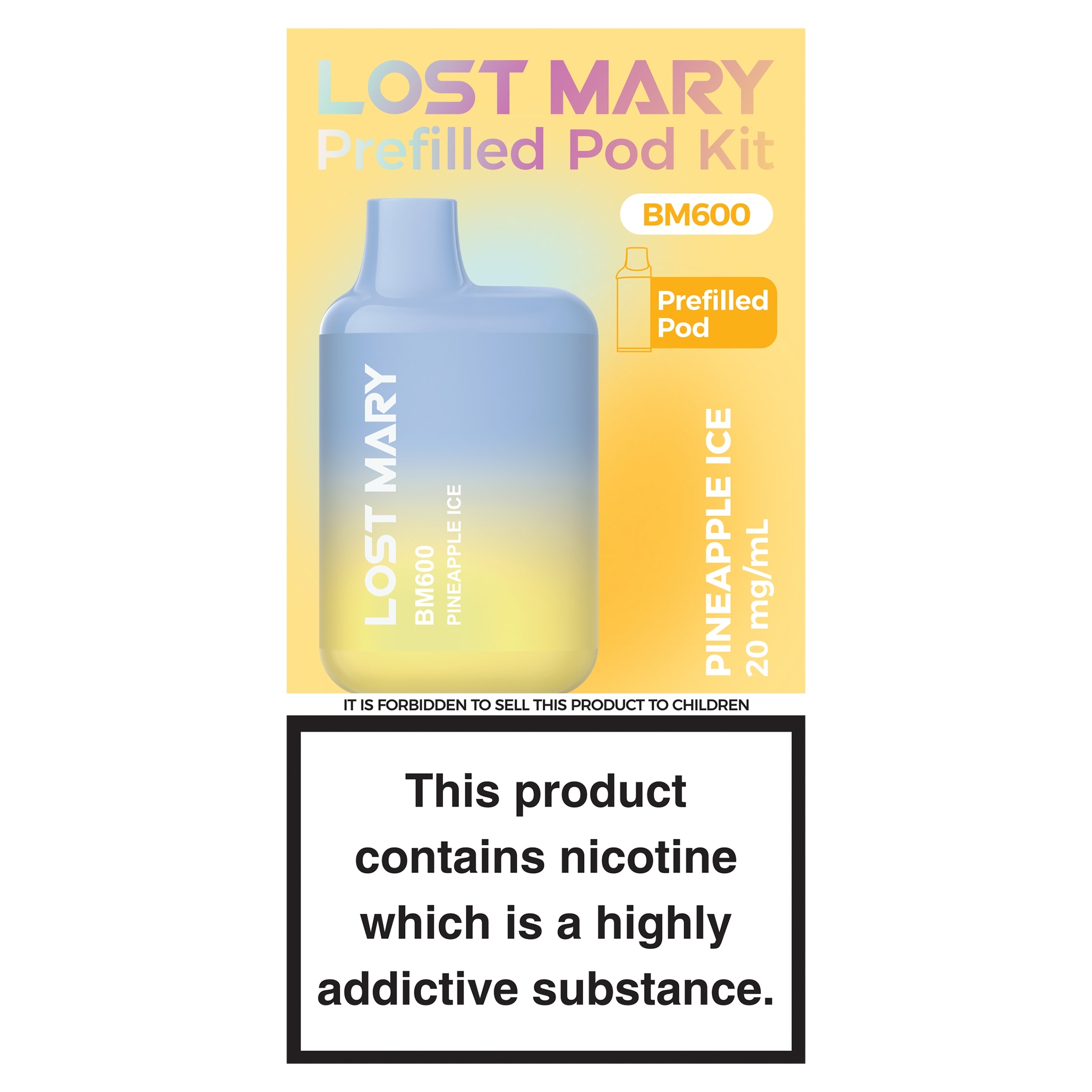 Lost Mary BM600 Pineapple Ice Prefilled Pod Kit 20 mg/ml
