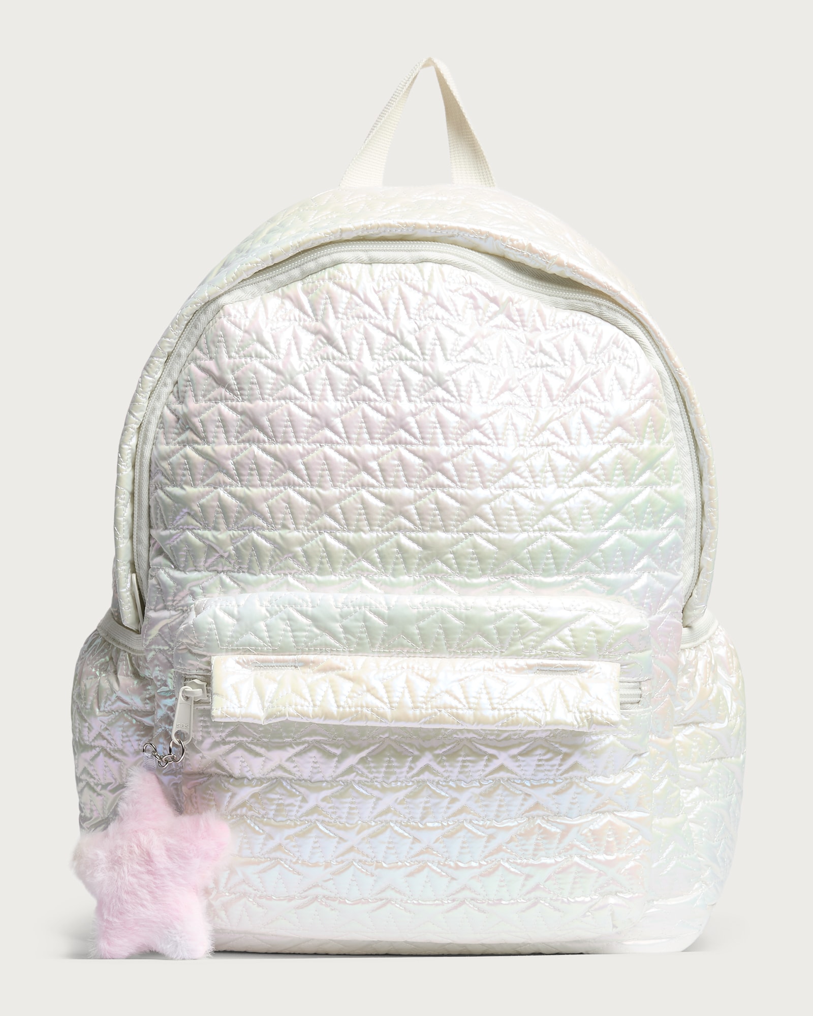 F&F Quilted Fluffy Star Charm Backpack in White