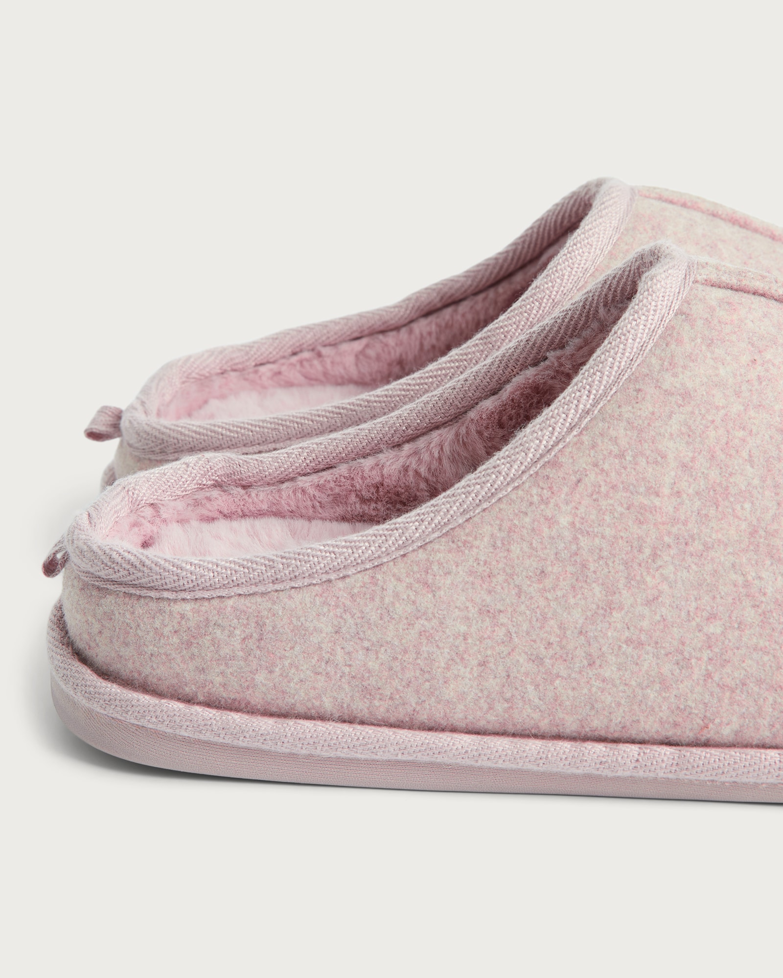 F&F Felt Slip On Mule Slippers in Pink thumbnail 3