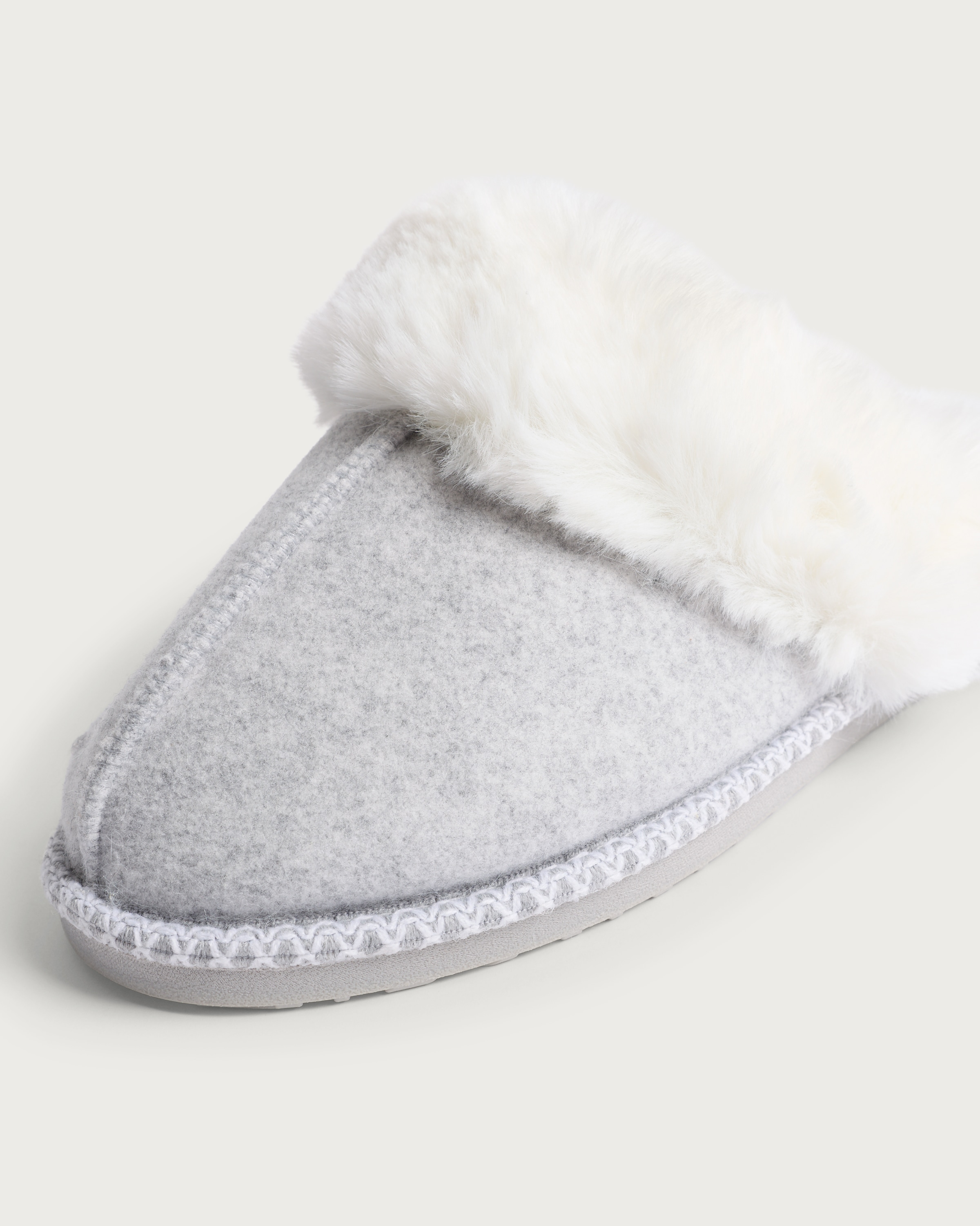 F&F Faux Fur Lined Mule Slippers in Grey thumbnail 3