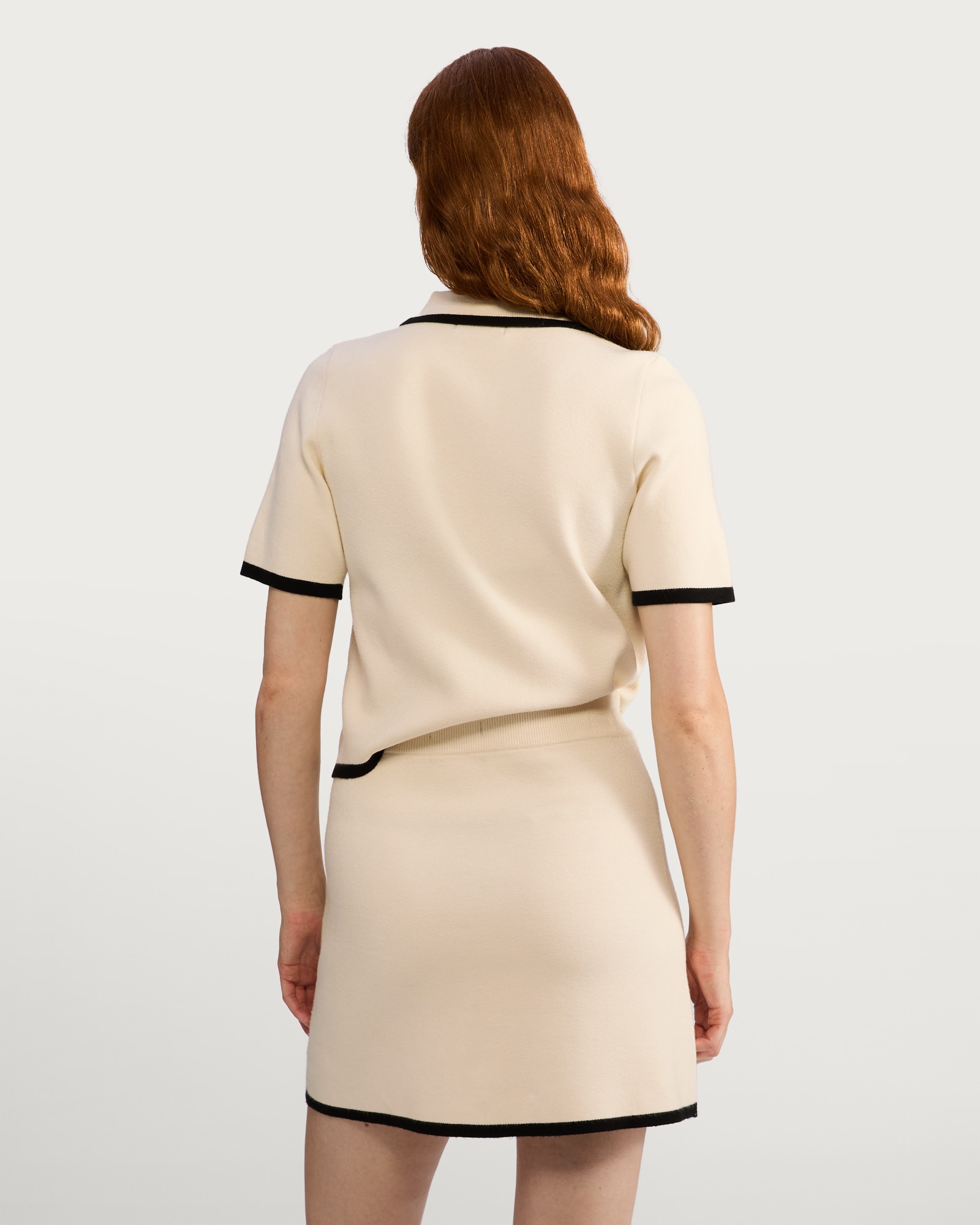 The F&F Edit Knitted Button Detail Contrast Trim Co-ord Skirt in Cream thumbnail 4