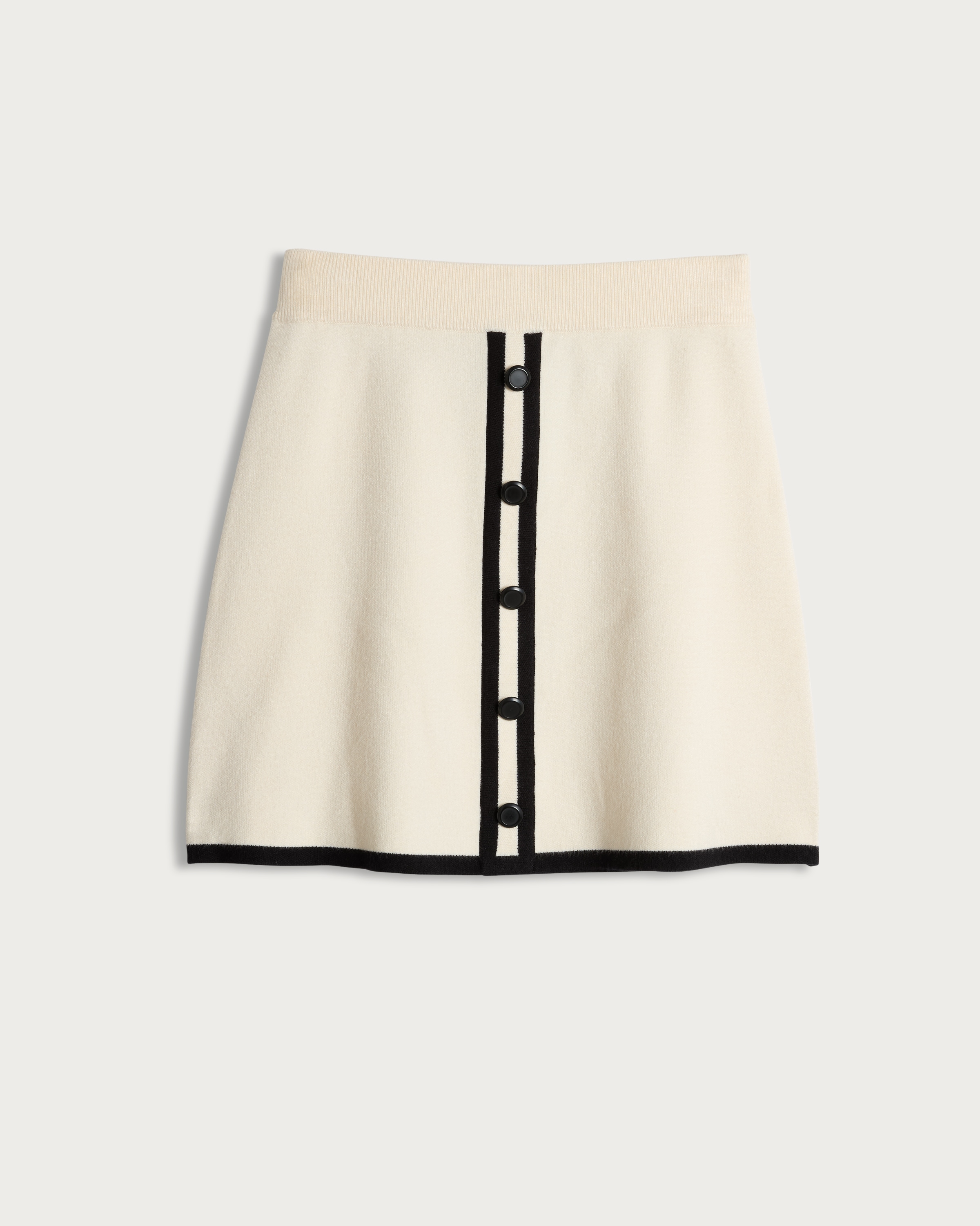 The F&F Edit Knitted Button Detail Contrast Trim Co-ord Skirt in Cream thumbnail 5