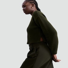 F&F Crew Neck Cropped Jumper in Khaki