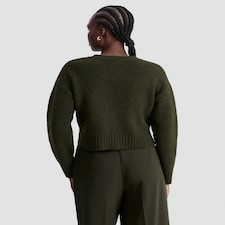 F&F Crew Neck Cropped Jumper in Khaki thumbnail 3