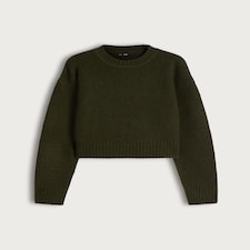 F&F Crew Neck Cropped Jumper in Khaki thumbnail 4