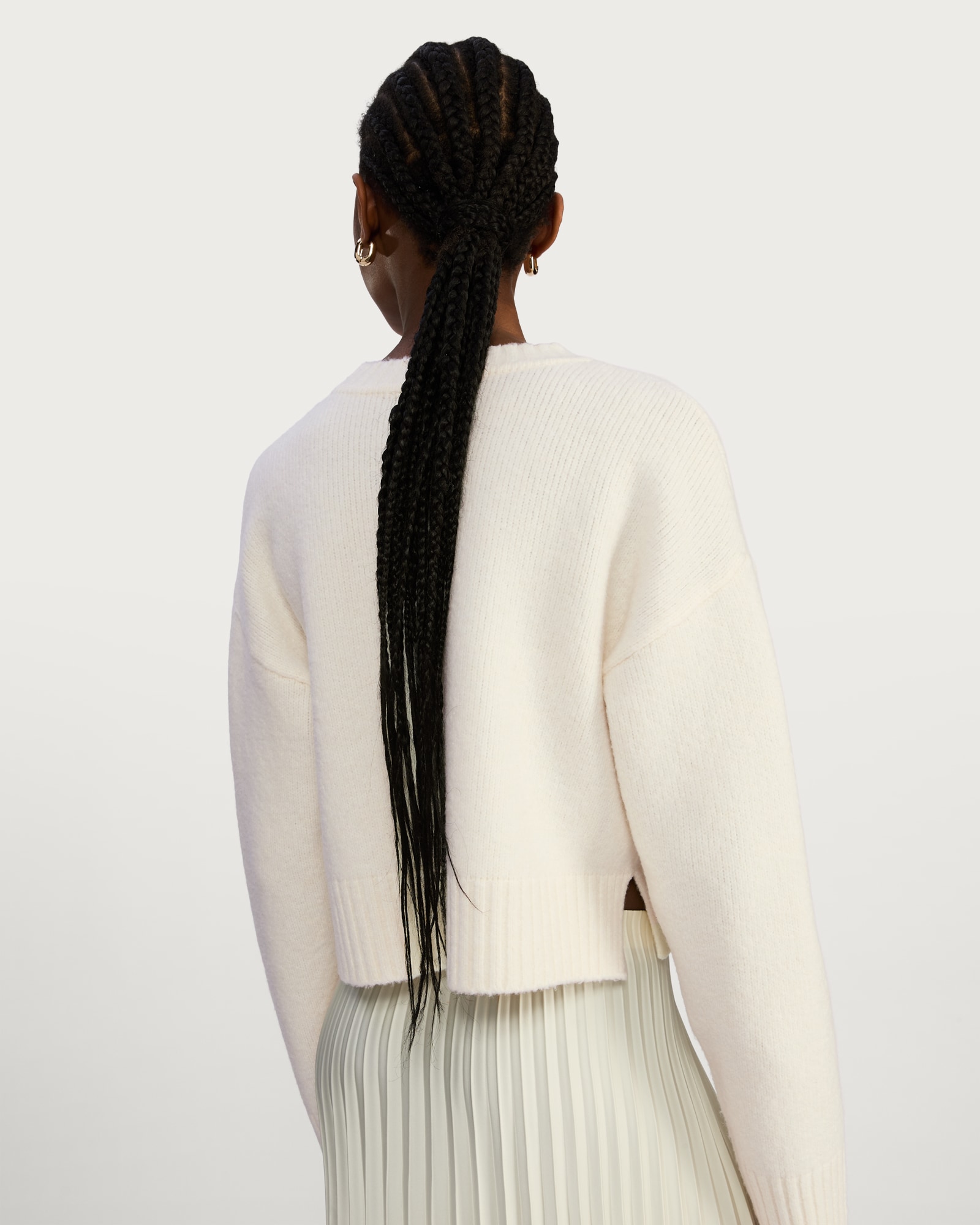 F&F Crew Neck Cropped Jumper in Cream thumbnail 4