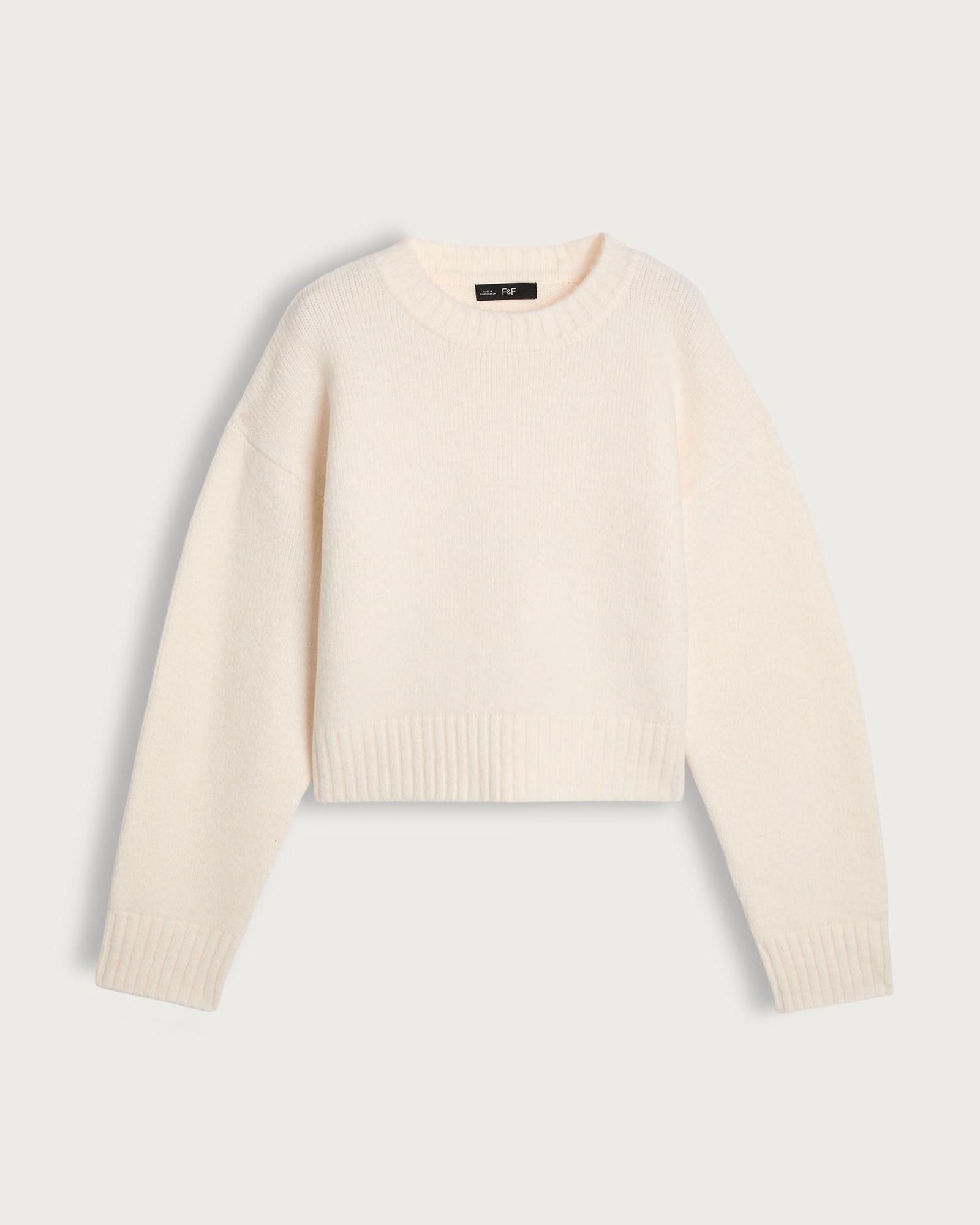 F&F Crew Neck Cropped Jumper in Cream thumbnail 6