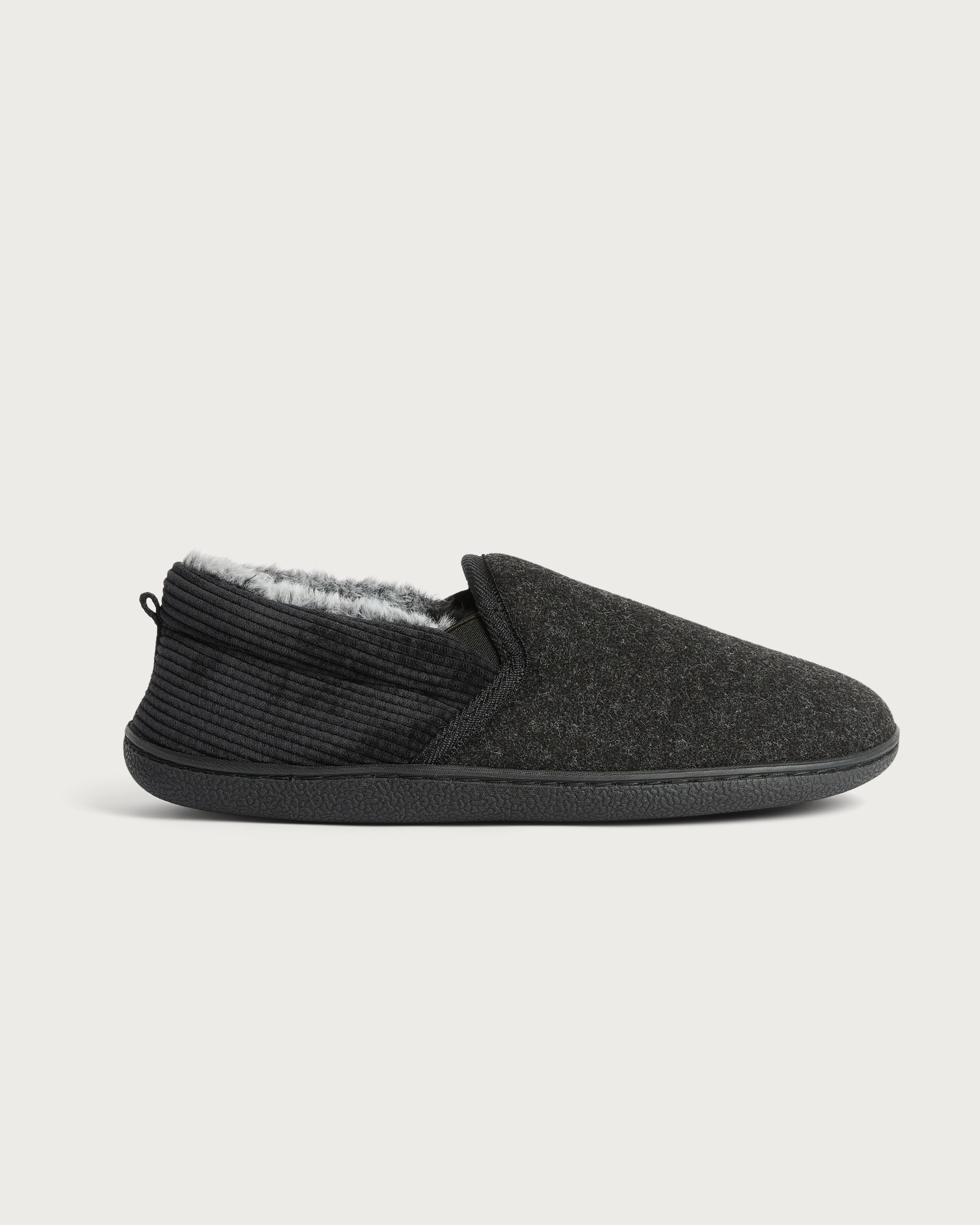 F&F Faux Fur Lined Slippers in Black